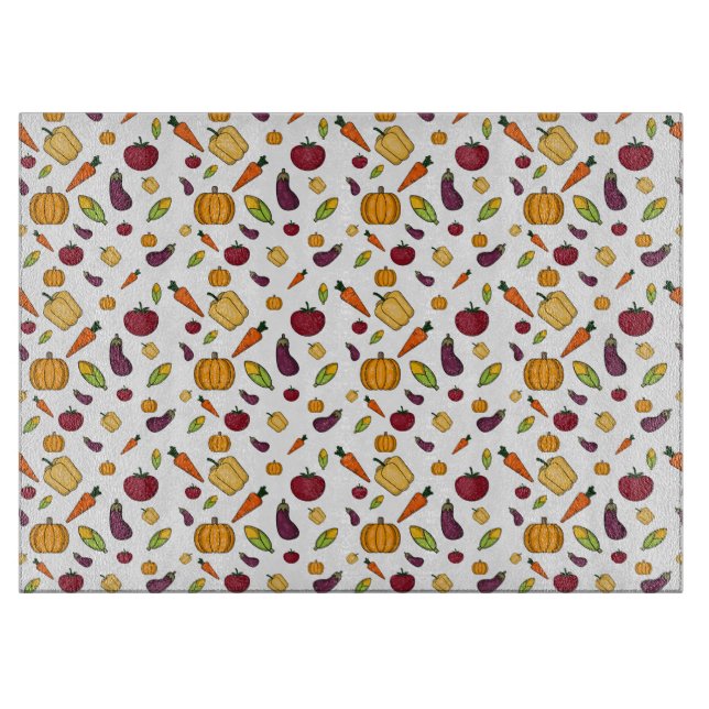 Thanksgiving harvest vegetable pattern cutting board (Front)