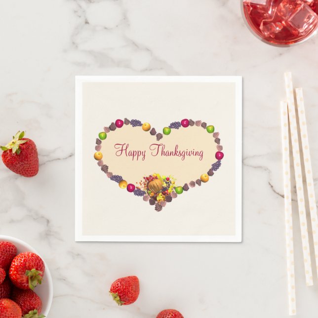 Thanksgiving Heart and Cornucopia Napkin (Insitu)