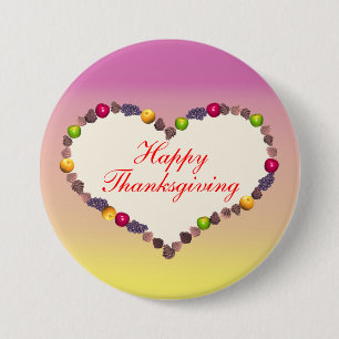 Thanksgiving Heart - Pink and Yellow 7.5 Cm Round Badge