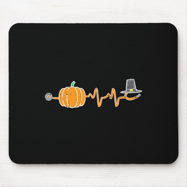 Thanksgiving Heartbeat Pumpkin Stethoscope Fall Sc Mouse Pad (Front)