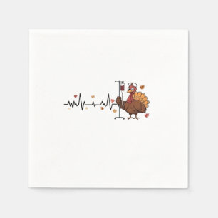 Thanksgiving Heartbeat Turkey Nurse Pulse Fall RN Napkin