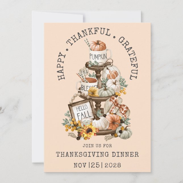Thanksgiving Hello Fall Dinner Invitation (Front)