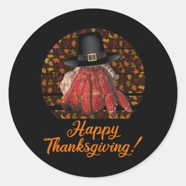 Thanksgiving Hermit Crab Classic Round Sticker (Front)