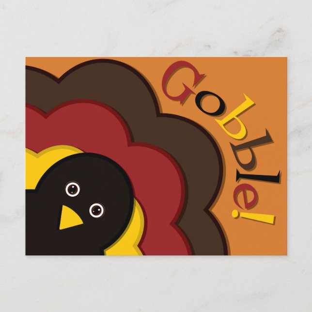 Thanksgiving hiding turkey holiday postcard (Front)