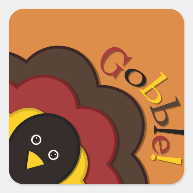 Thanksgiving hiding turkey square sticker (Front)