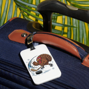 Thanksgiving Hockey Ice Hockey Turkey Gobbler Luggage Tag