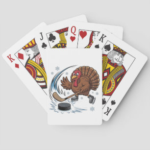 Thanksgiving Hockey Ice Hockey Turkey Gobbler Playing Cards