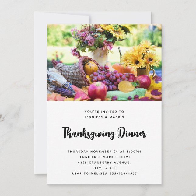 Thanksgiving Holiday Autumn Harvest Table Invitation (Front)