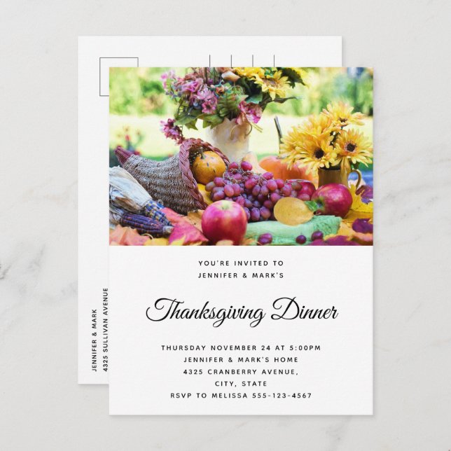 Thanksgiving Holiday Autumn Harvest Table Invitation Postcard (Front/Back)