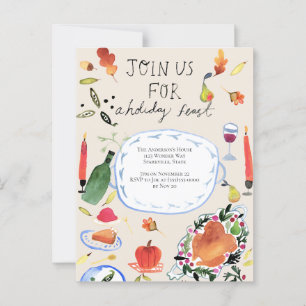 Thanksgiving Holiday Dinner Invitation Postcard