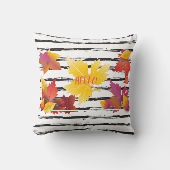 Thanksgiving Holiday Fall Maple Leaves Brush Decor Cushion (Front)