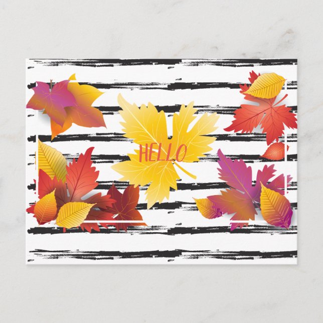 Thanksgiving Holiday Fall Maple Leaves Brush decor Postcard (Front)