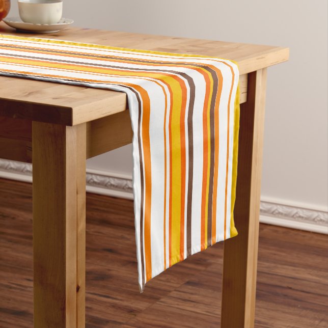 Thanksgiving Holiday Fall Stripes Long Table Runner (In Situ)