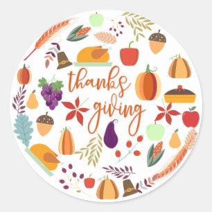 Thanksgiving Holiday Fun Classic Round Sticker