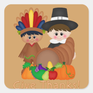 Thanksgiving Holiday Indian Pilgrim sticker