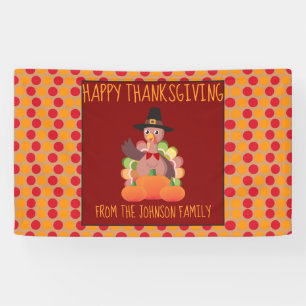 Thanksgiving Holiday Turkey Family Name Banner