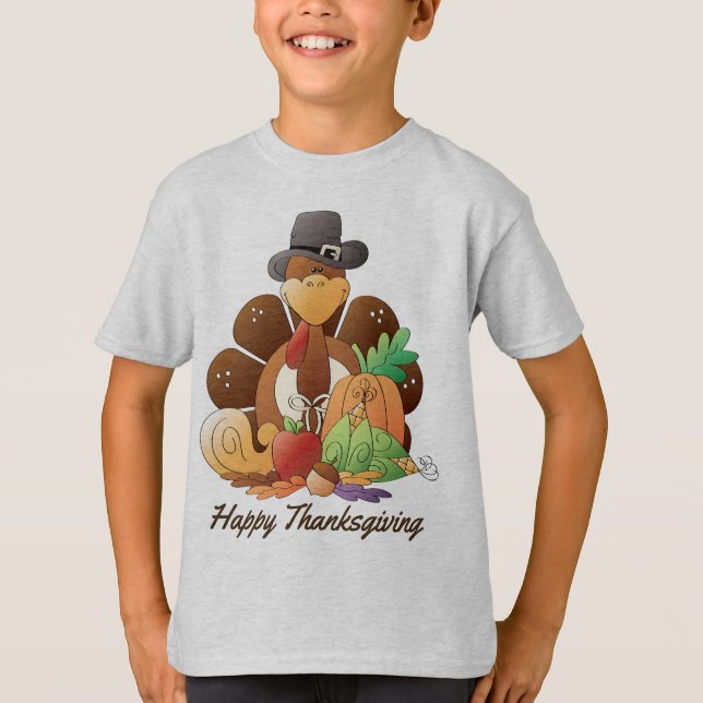 Thanksgiving Holiday turkey kids t-shirt (Front)