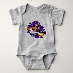 Thanksgiving holiday turkey riding a space rocket baby bodysuit