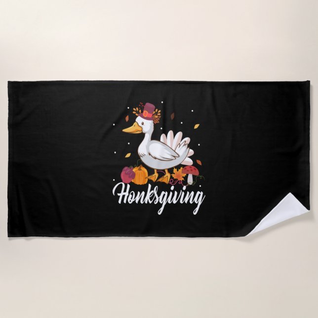 Thanksgiving Honksgiving Beach Towel (Front)