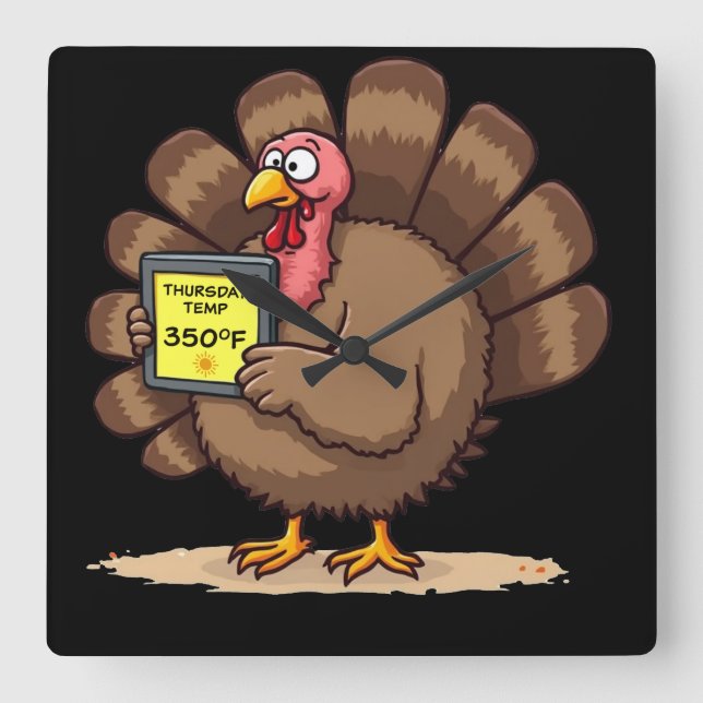 Thanksgiving Humor Funny Turkey Joke Square Wall Clock (Front)