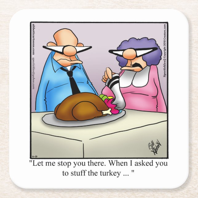 Thanksgiving Humour Bar Coasters (Front)
