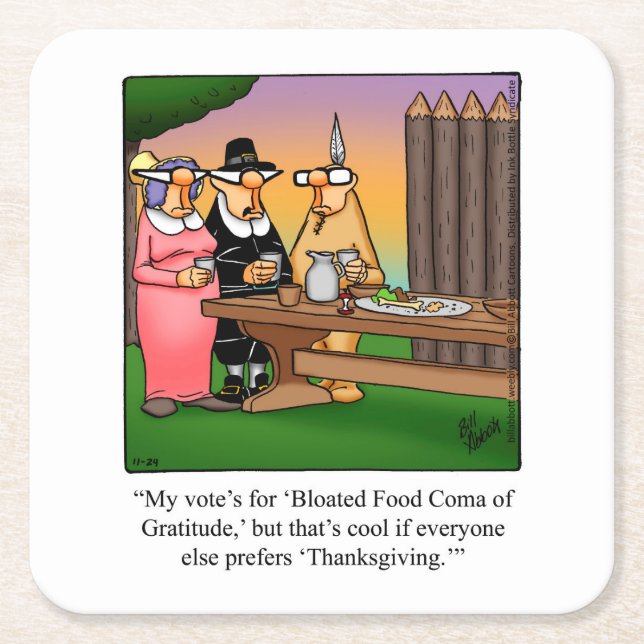 Thanksgiving Humour Bar Coasters (Front)
