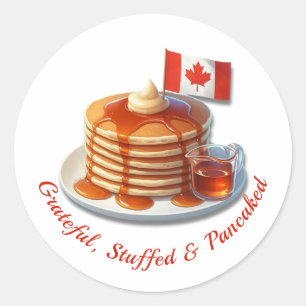 Thanksgiving Humour Canada Maple Pancakes & Fall Classic Round Sticker