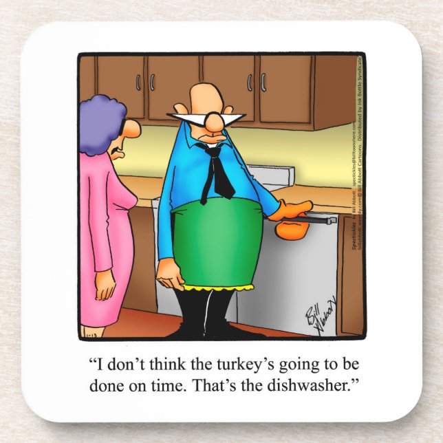 Thanksgiving Humour Cork Backed Coasters (Front)