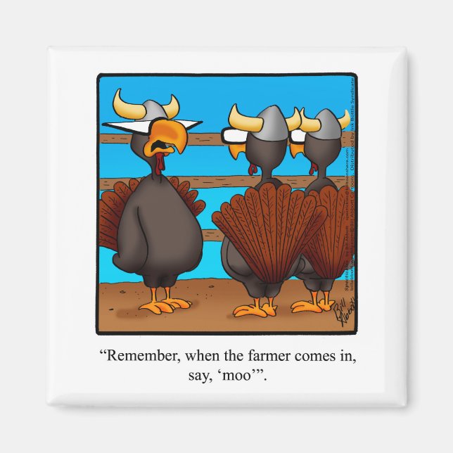 Thanksgiving Humour "Just Sat Moo" Magnet Gift (Front)