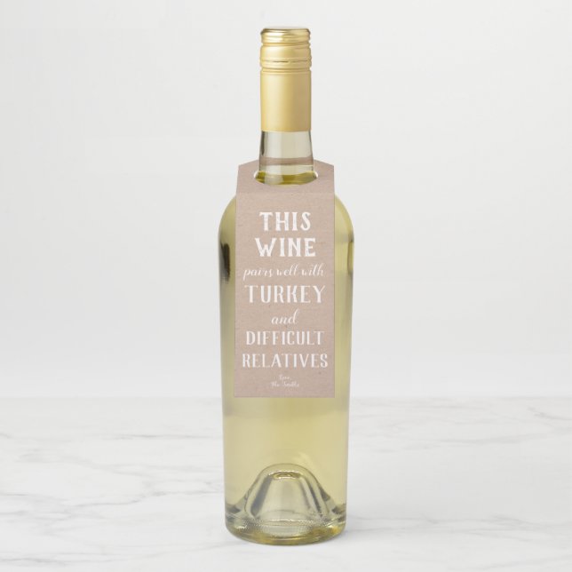 Thanksgiving Humour Wine Tags (On Bottle)