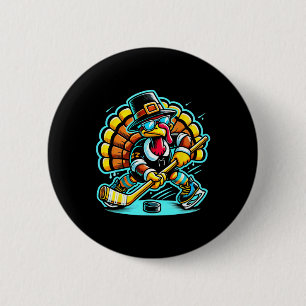 Thanksgiving Ice Hockey Turkey Day Fall 6 Cm Round Badge