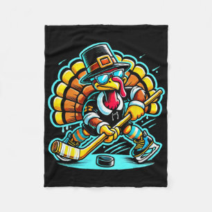 Thanksgiving Ice Hockey Turkey Day Fall  Fleece Blanket