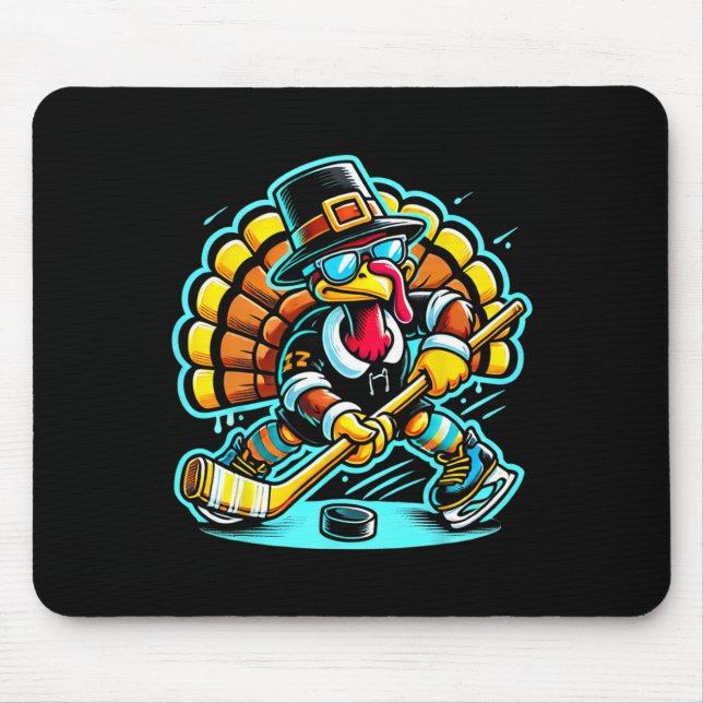 Thanksgiving Ice Hockey Turkey Day Fall  Mouse Pad (Front)