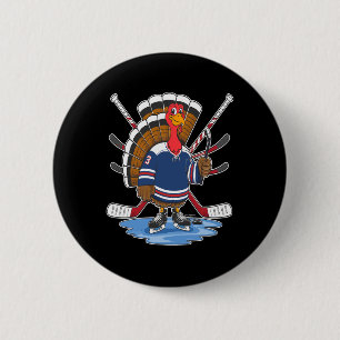 Thanksgiving Ice Hockey Turkey Day Sport Men Boys  6 Cm Round Badge