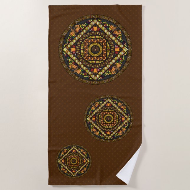 Thanksgiving Icons Beach Towel (Front)