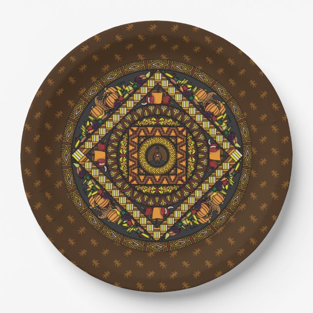 Thanksgiving Icons Paper Plate (Front)