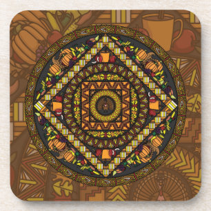 Thanksgiving Icons Square Coaster