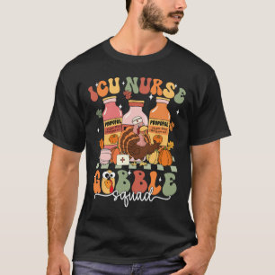 Thanksgiving Icu Nurse Gobble Squad Fall Scrub Top