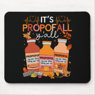 Thanksgiving Icu Nurse Propofol Fall Scrub Top Wom Mouse Pad