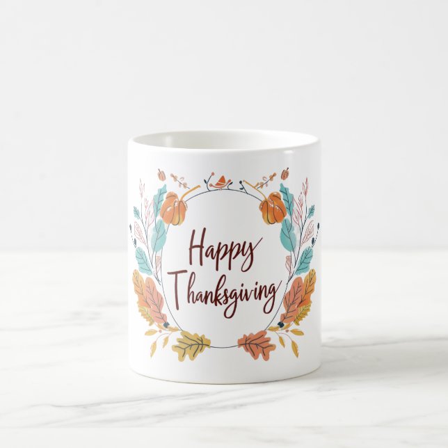 Thanksgiving illustration coffee mug (Center)