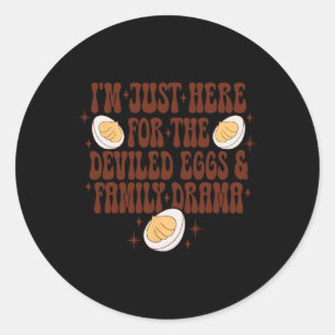 Thanksgiving I'm Just Here For The Deviled Eggs Fa Classic Round Sticker