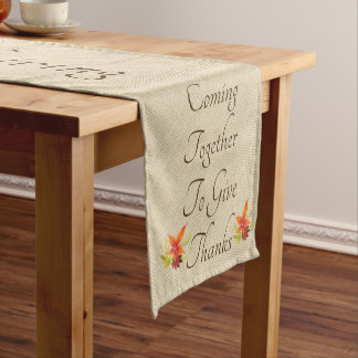 Thanksgiving In Autumn Give Thanks Burlap Image Short Table Runner