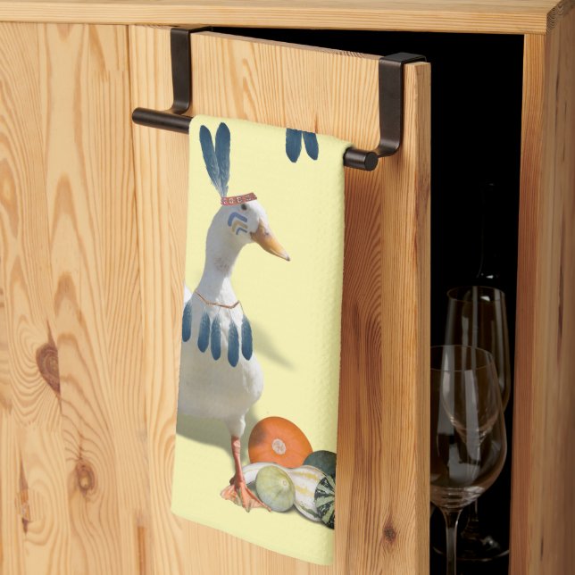 Thanksgiving Indian Duck Tea Towel (Thirds Fold)