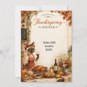 Thanksgiving  invitation for cat lovers