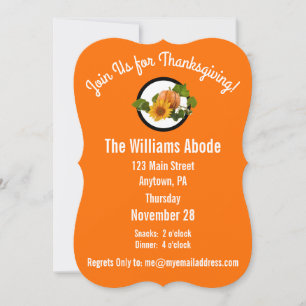 Thanksgiving Invitation Orange Polka Dots