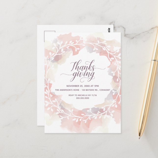 Thanksgiving Invitation Postcard (Front/Back In Situ)