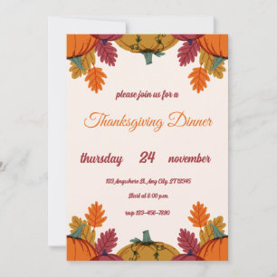 Thanksgiving Invitation Template Editable Flyer