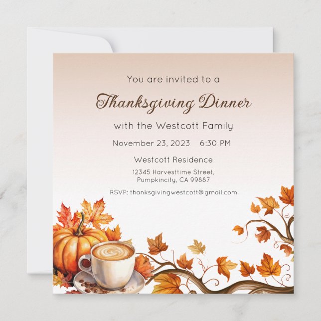 Thanksgiving Invite, Thanksgiving Dinner  Invitation (Front)