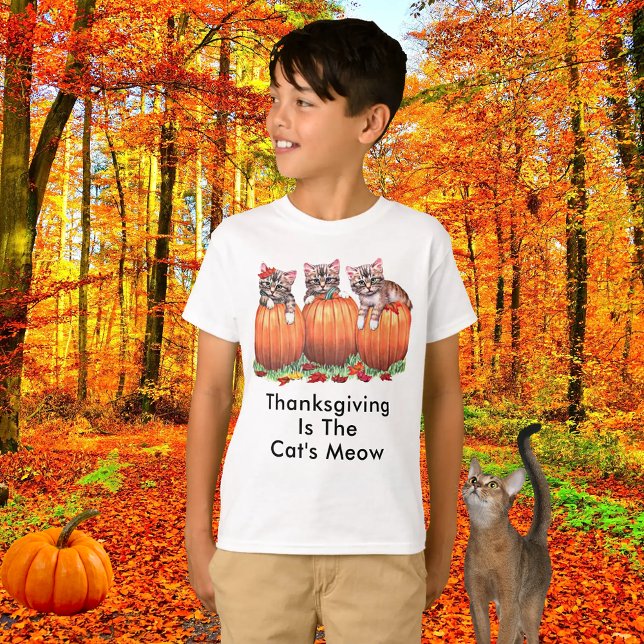 Thanksgiving is the Cat's Meow Kids T-Shirt (Thanksgiving is the Cat's Meow Kids T-Shirt)