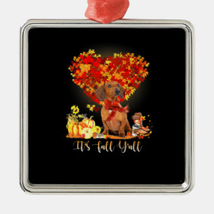 Thanksgiving It's Fall Y'all Dachshund Metal Tree Decoration